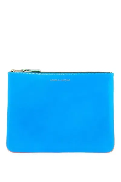 Comme Des Garçons Wallet Super Fluo Pouch In Blue