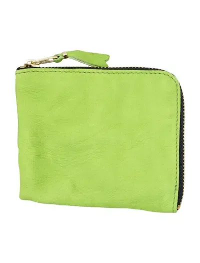 Comme Des Garçons Washed Zip Around Wallet In Green