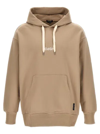 Comme Des Garҫons Homme Logo Embroidery Hoodie In Brown