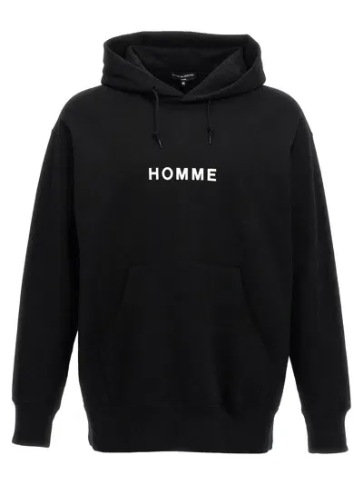 Comme Des Garҫons Homme Logo Print Hoodie In Black