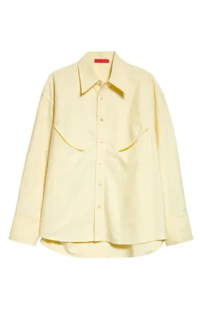 Commission Rider High-low Hem Cotton Button-up Shirt In Butter