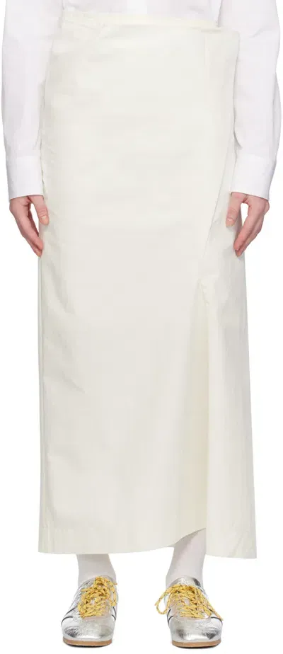 Commission White Paneled Midi Skirt