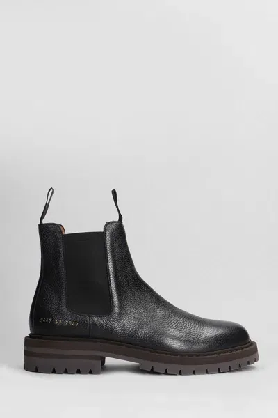 Common Projects Round Toe Ankle Boots In Black