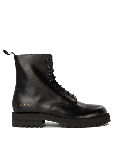 Common Projects Leather Combat Boots Stivali & Stivaletti In Black