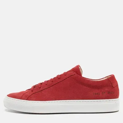 Pre-owned Common Projects Red Suede Achilles Low Top Sneakers Size 37