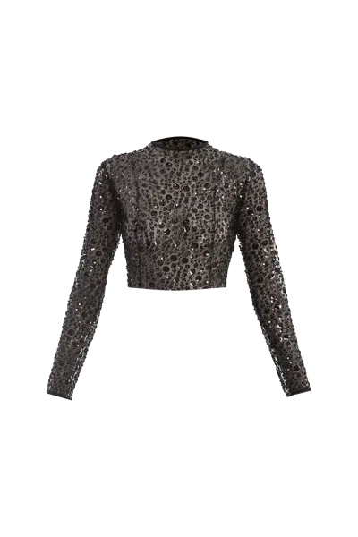 Compte Spain Black Sequin Embroidered Top