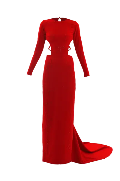 Compte Spain Red Crystal Bows Long Dress