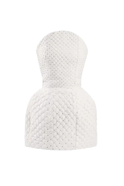 Compte Spain White Crystal Quilted Mini Dress