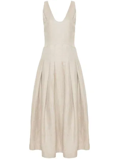 Concepto Pleated Sleeveless Maxi Dress In Neutrals