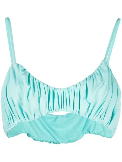 Concepto Ruched Bralette Cropped Top In Blue