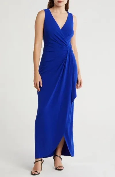 Connected Apparel Ity Pleated Detail Maxi Dress In Deep Cobalt