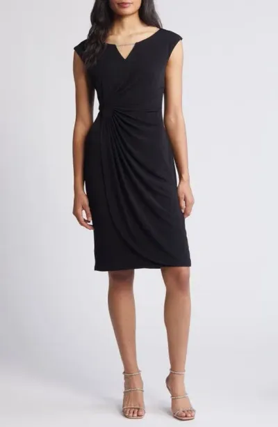 Connected Apparel Ity Trim Detail Sheath Dress In Black