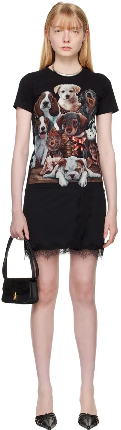 Conner Ives Black Printed Minidress