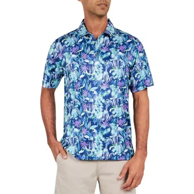 Construct Con.struct Exotic Bird Print Performance Golf Polo In Blue