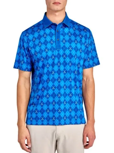 Construct Con.struct Golf Club Argyle Print Performance Golf Polo In Blue