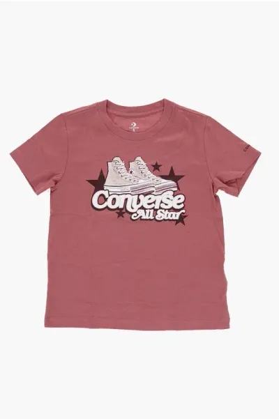 Converse All Star Chuck Taylor Printed Crew-neck T-shirt In Pink