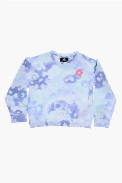 Converse Kids' All Star Chuck Taylor Tie-dye Effect Lightweight Crew-neck S In Blue