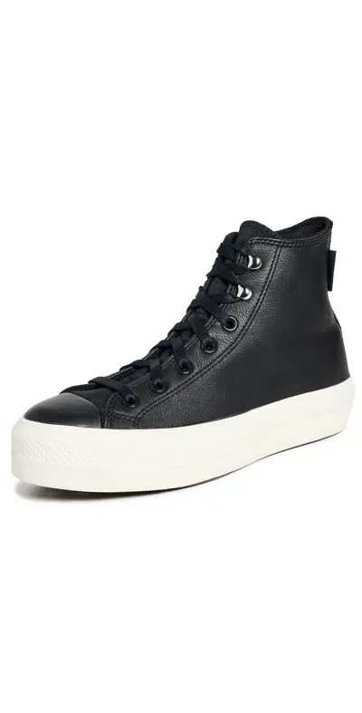 Converse Black Chuck Taylor All Star Lift Platform Sneakers In Black/black/egret