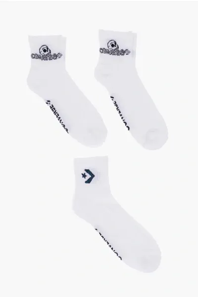 Converse Embroidered Two-tone Socks In White