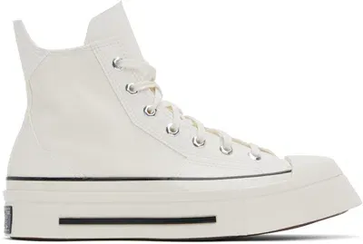 Converse White Chuck 70 De Luxe Squared High Top Sneakers In Egret/black/egret