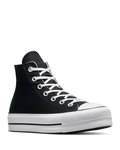 Converse Women's Chuck Taylor All Star Hi Top Black & White Platform Sneakers In Black/white