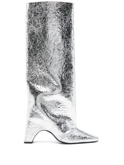 Coperni 85mm Foil Bridge Boots In Grey