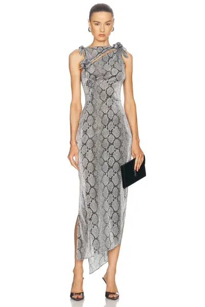 Coperni Asymmetric Flower Gown In Print Snake