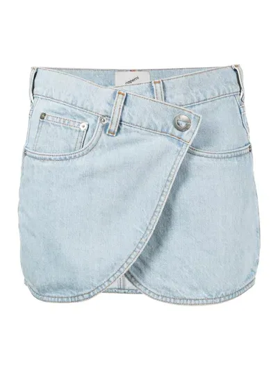 Coperni Asymmetrical Denim Miniskirt In Blue