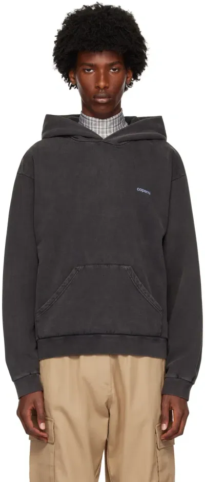 Coperni Black Logo Hoodie In Black-blue Print