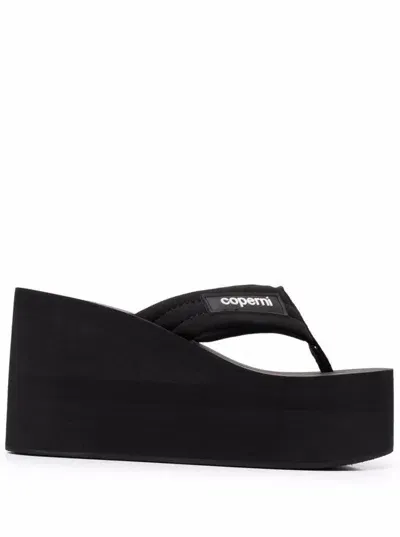 Coperni Black Platform Wedge Strap Sandals In Polyurethane Woman