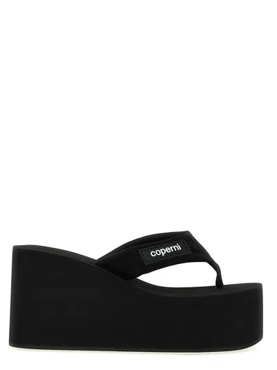 Coperni Logo Wedge Sandals In Black