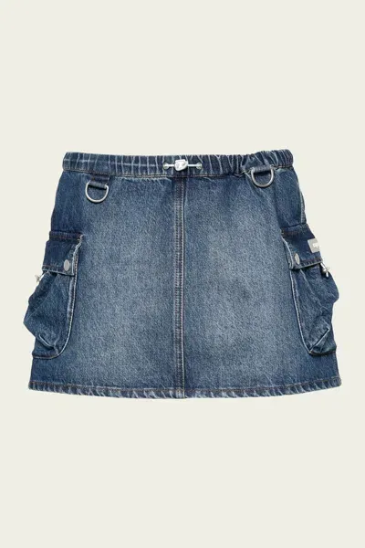 Coperni Denim Cargo Mini Skirt In Blue