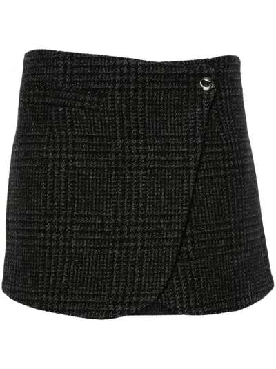 Coperni Prince Of Wales Tailored Mini Skirt In Grey/black