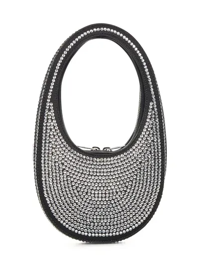 Coperni Swipe Oval Crystal-embellished Bag In Black