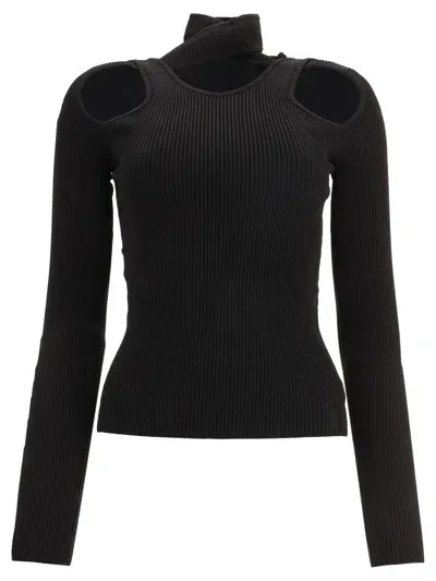 Coperni Turtleneck With Cut-out Knitwear In Black