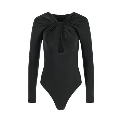 Coperni Twisted Cut-out Bodysuit In Black