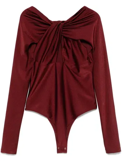 Coperni Twisted Cut-out Jersey Bodysuit In Red