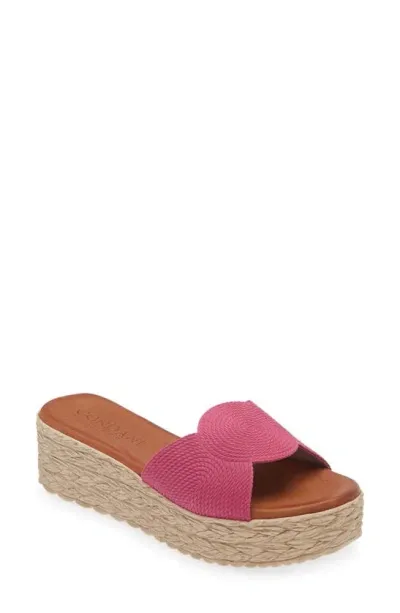 Cordani Britta Espadrille Platform Wedge Slide Sandal In Fuchsia Suede