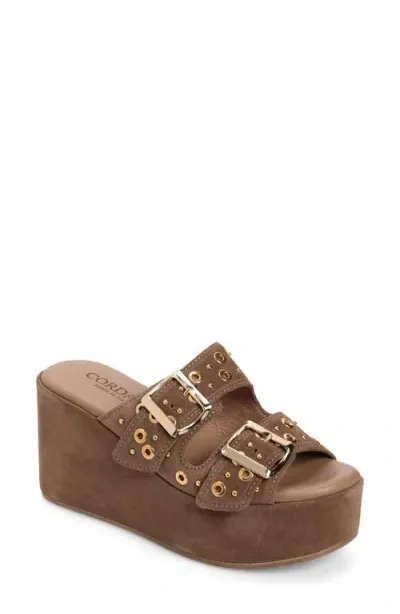 Cordani Jayne Platform Wedge Slide Sandal In Crosta Fango