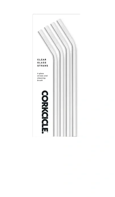 Corkcicle Clear Glass Straws 4 Pack In Blue