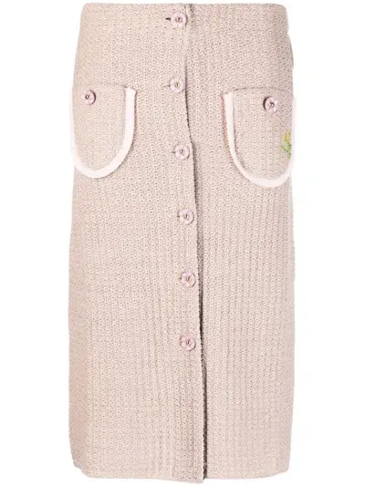 Cormio Buttoned Detailed Midi Skirt In Beige