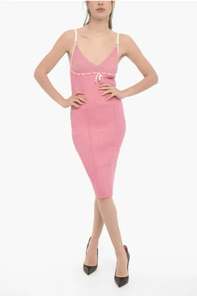 Cormio Naomi Knitted Cotton Blend Midi Dress In Pink