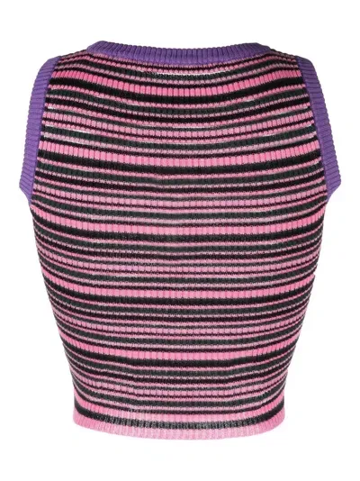 Cormio Mini Stripes Knit Top With Oblo' In Multi