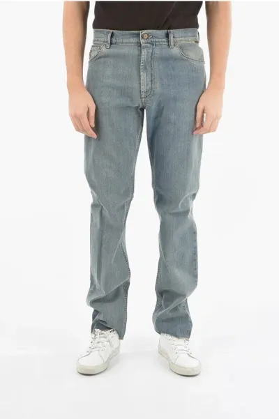 Corneliani 18,5cm Mid Wash Castel Jeans With Visible Stitching