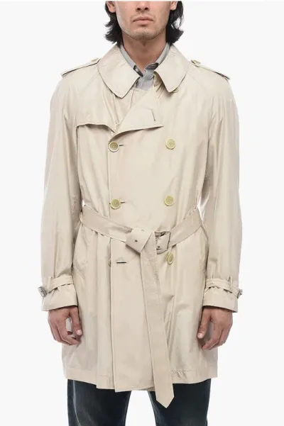 Corneliani Cc Brothers Silk Waterproof Trench With Double Breast