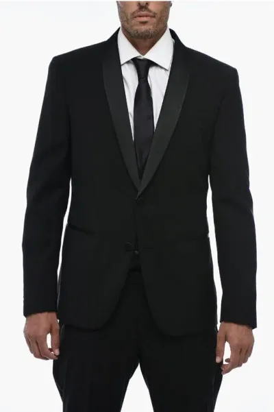 Corneliani Cc Collection 3-piece Cerimonia Suit With Satin Lapel In Black