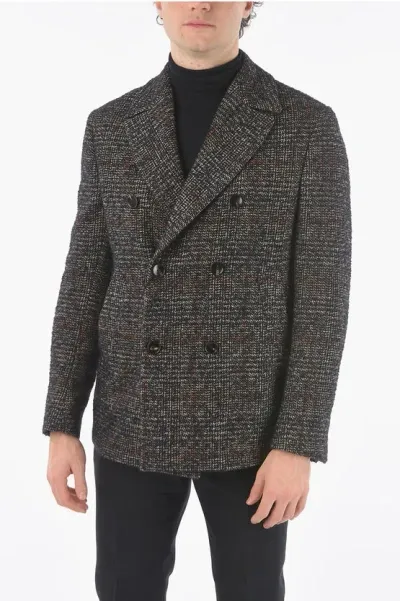 Corneliani Cc Collection O. Wear Double-breasted Delta Tweed Fabric Coa In Gray