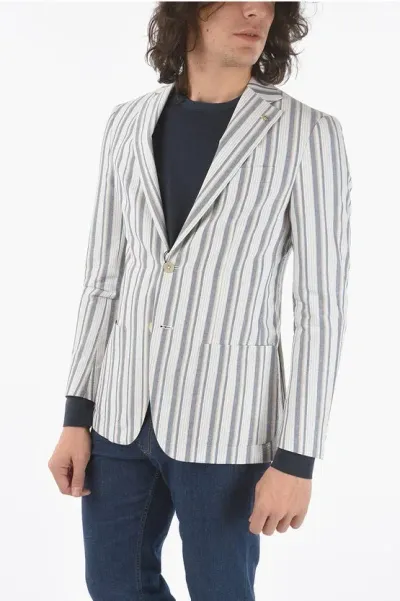 Corneliani Cc Collection Pencil Striped Side Vents Notch Lapel Refined In White