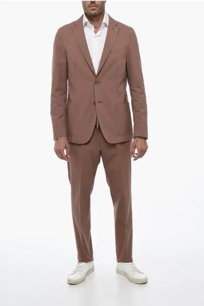 Corneliani Cc Collection Piquet Cotton Reward Unlined Suit In Brown