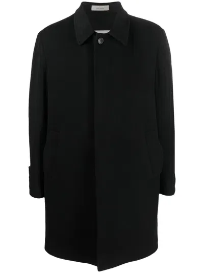 Corneliani Concealed Single-breasted Coat In Black